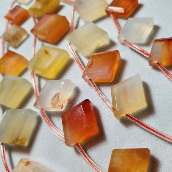 Carnelian Faceted Diamond Beads - Picture 6 of 14